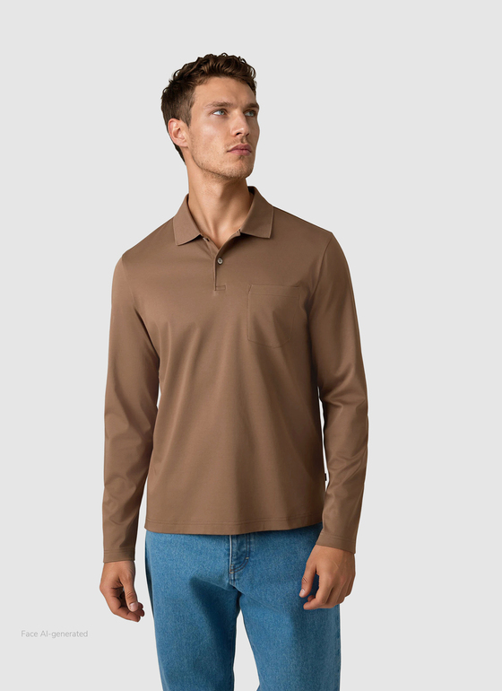 Poloshirt 1/1 Arm Nougat Frontansicht