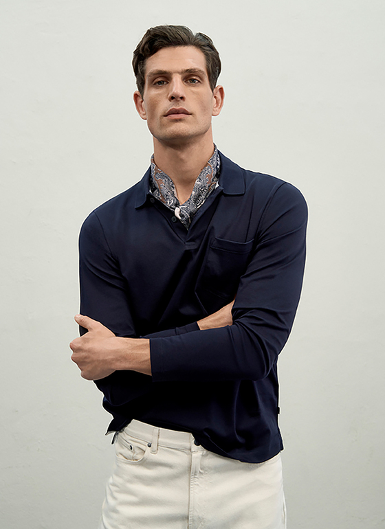 Poloshirt 1/1 Arm Navy Frontansicht