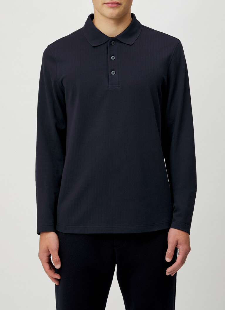 Shirt Polohemd Zip, Navy Frontansicht