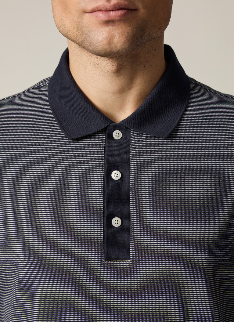 Poloshirt, Marine Detailansicht 2