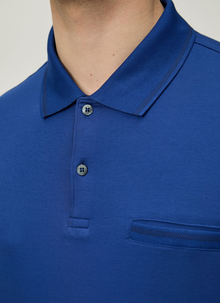 Poloshirt, Nautic Blue Detailansicht 2