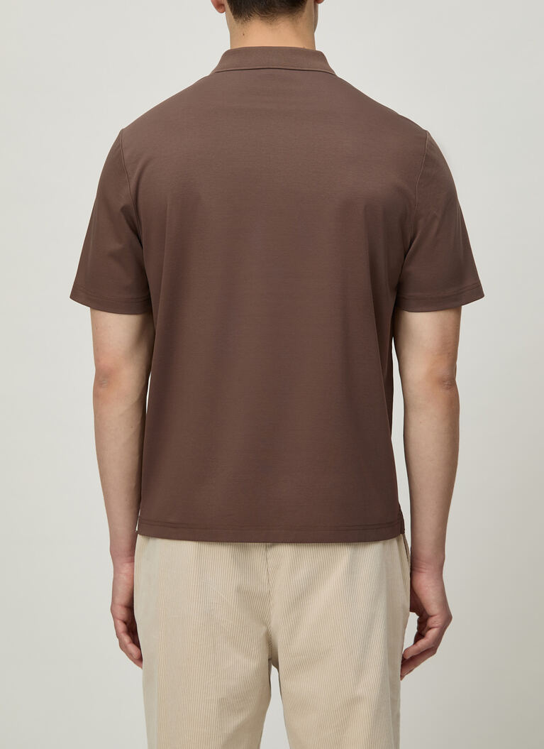 Poloshirt, Knopf 1/2 Arm, Chocolate Rückansicht