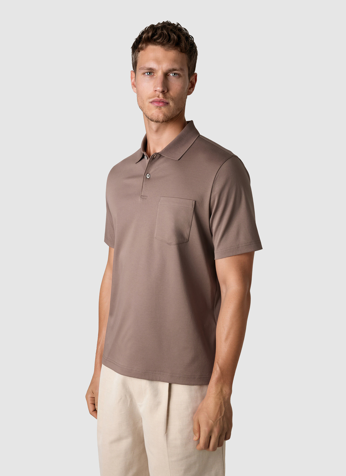 Poloshirt, Pale Brown Frontansicht