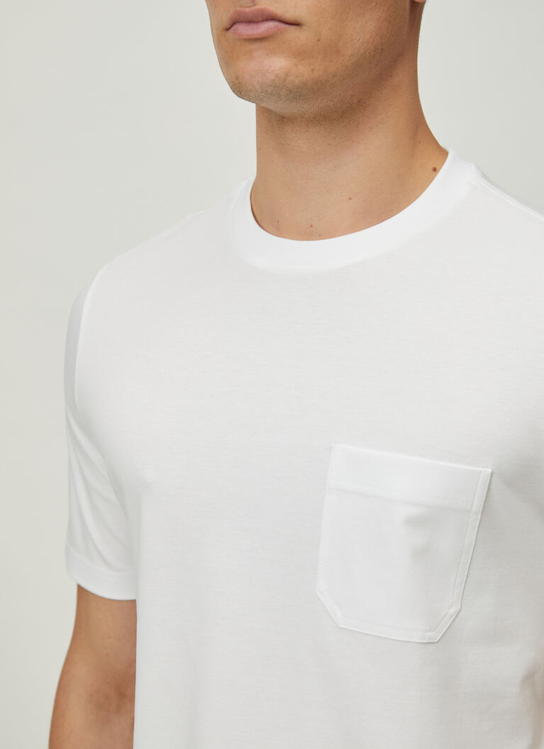 T-Shirt Rundhals 1/2 Arm, Pure White Detailansicht 1