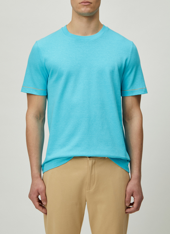T-Shirt Rundhals 1/2 Arm Fresh Aqua Frontansicht