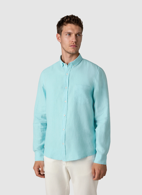 Hemd 1/1 Arm Bright Aqua Frontansicht