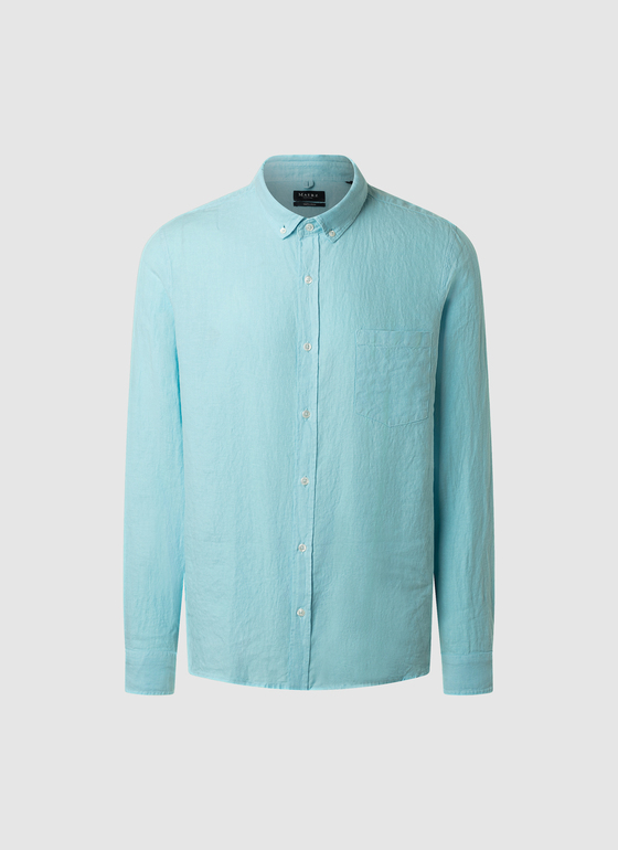 Hemd 1/1 Arm Bright Aqua Frontansicht