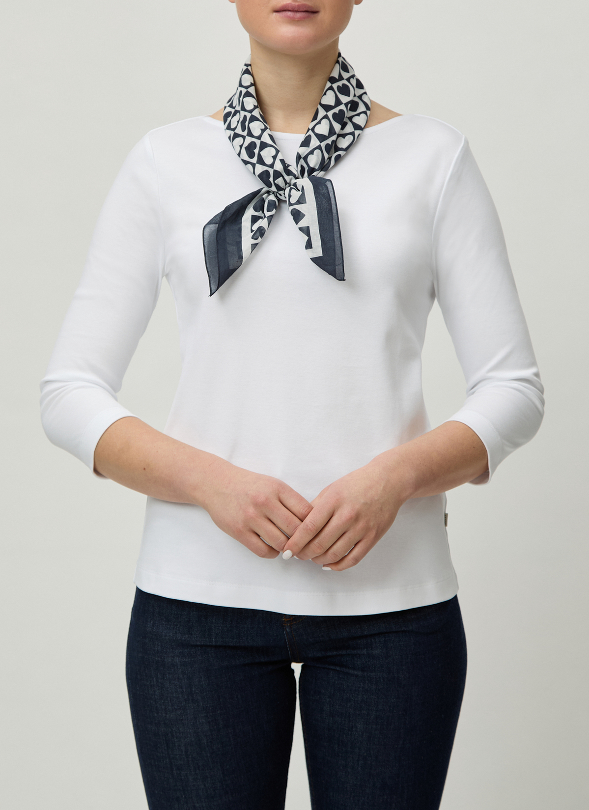 T-Shirt Rundhals 1/2 Arm, Pure White Frontansicht