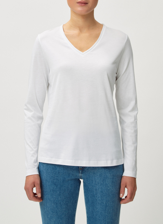 Longsleeve V-Neck 1/1 Arm Pure White Frontansicht