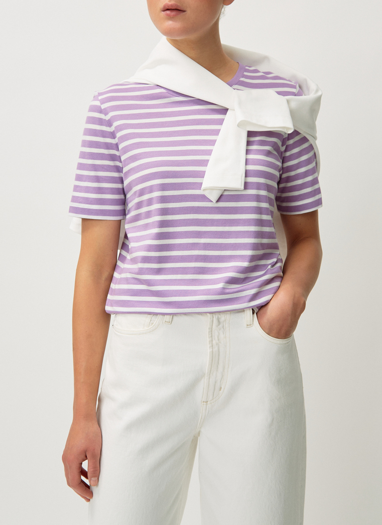 T-Shirt Rundhals 1/2 Arm, Purple Cream Frontansicht