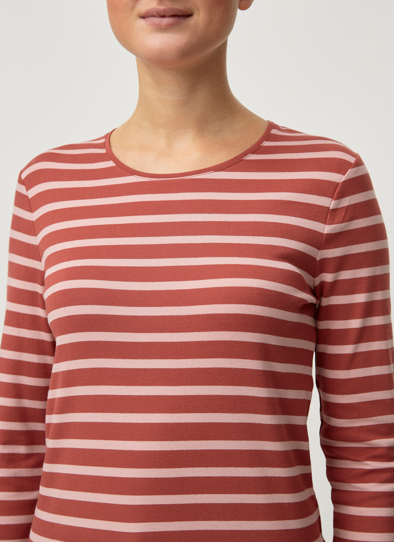 Shirt Rundhals 3/4 Arm, Carmine Red/Rosé Detailansicht 2