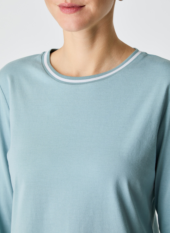 Longsleeve Rundhals 3/4 Arm Lake Blue Frontansicht