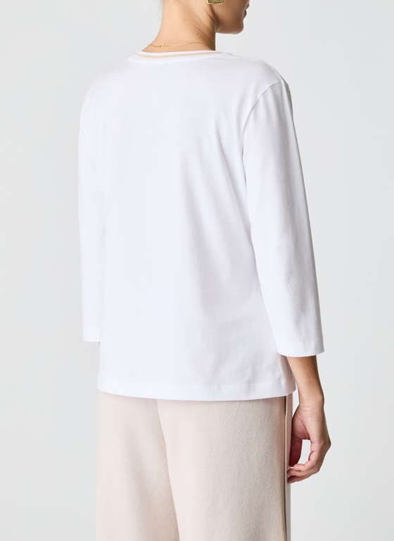 Longsleeve Rundhals 3/4 Arm Pure White Frontansicht