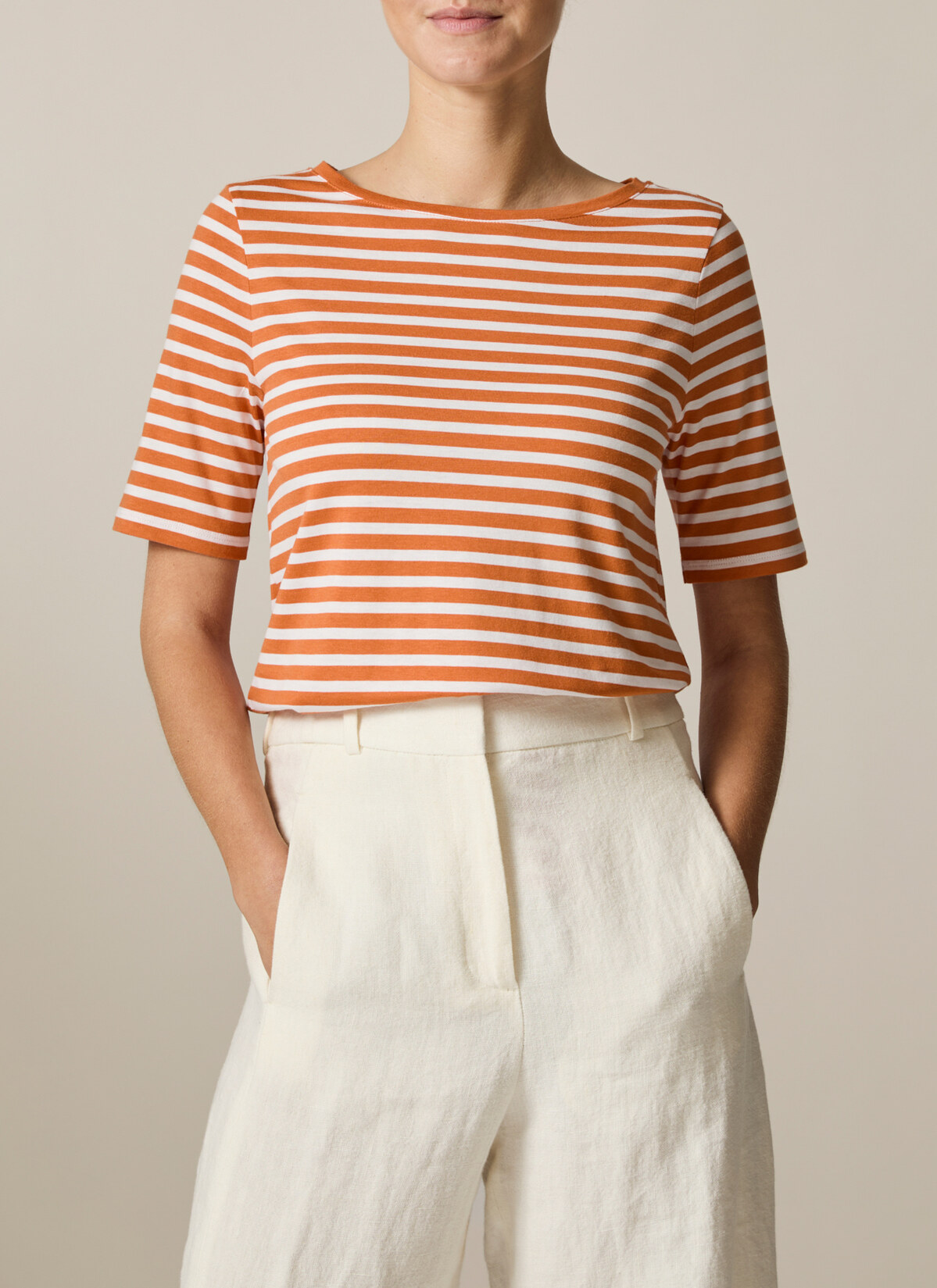 T-Shirt Rundhals 1/2 Arm, Mandarin Frontansicht