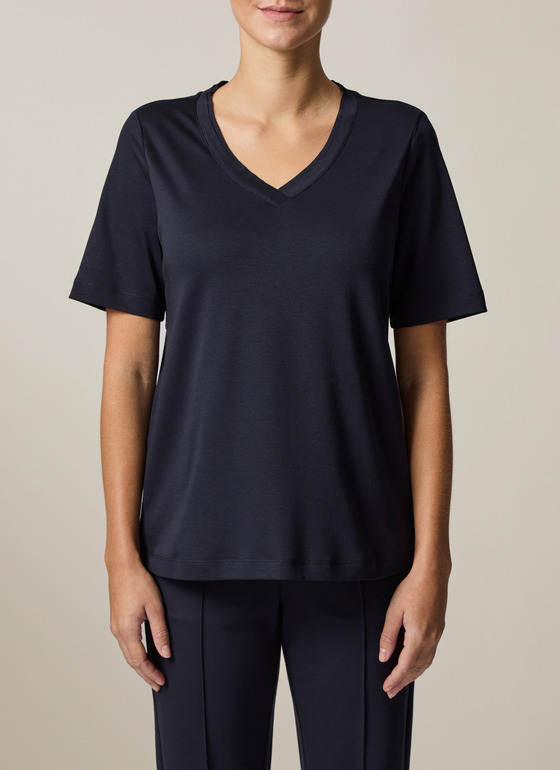 T-Shirt V-Neck 1/2 Arm Navy Frontansicht