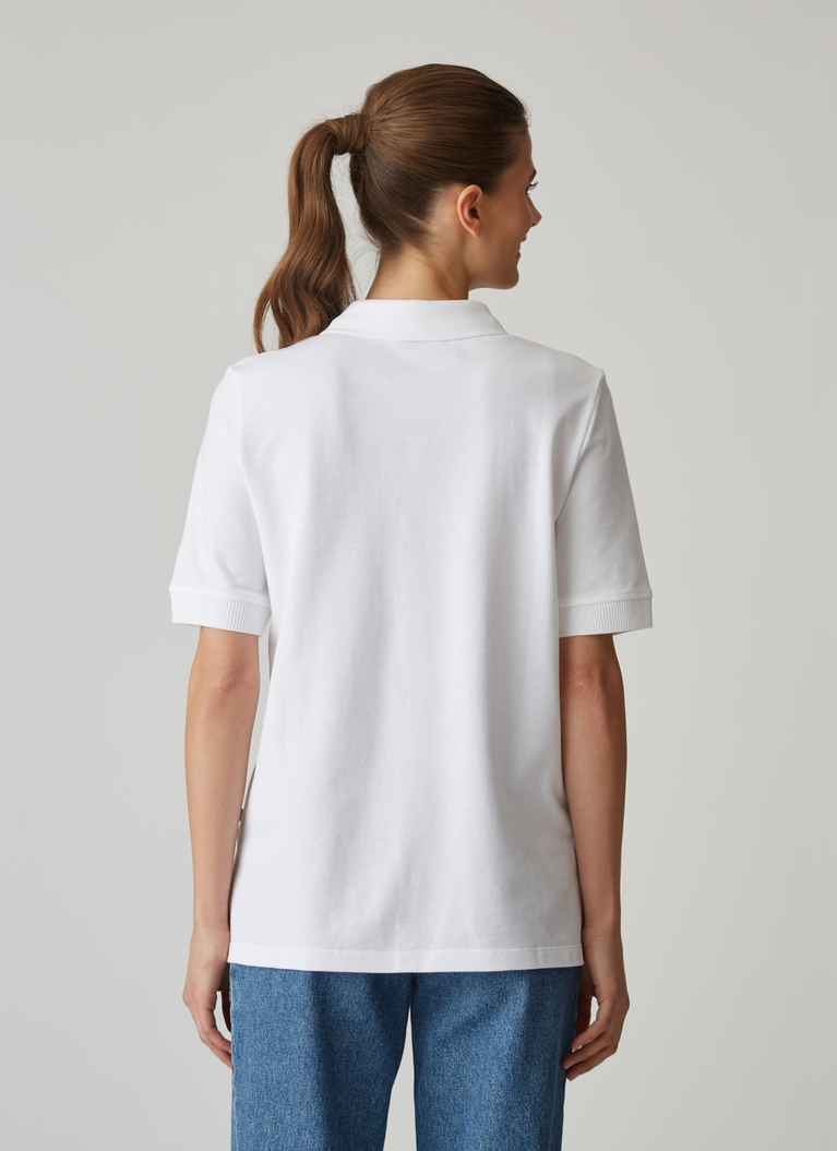 Shirt Polohemd, Piqué 1/2 Arm, Pure White Rückansicht