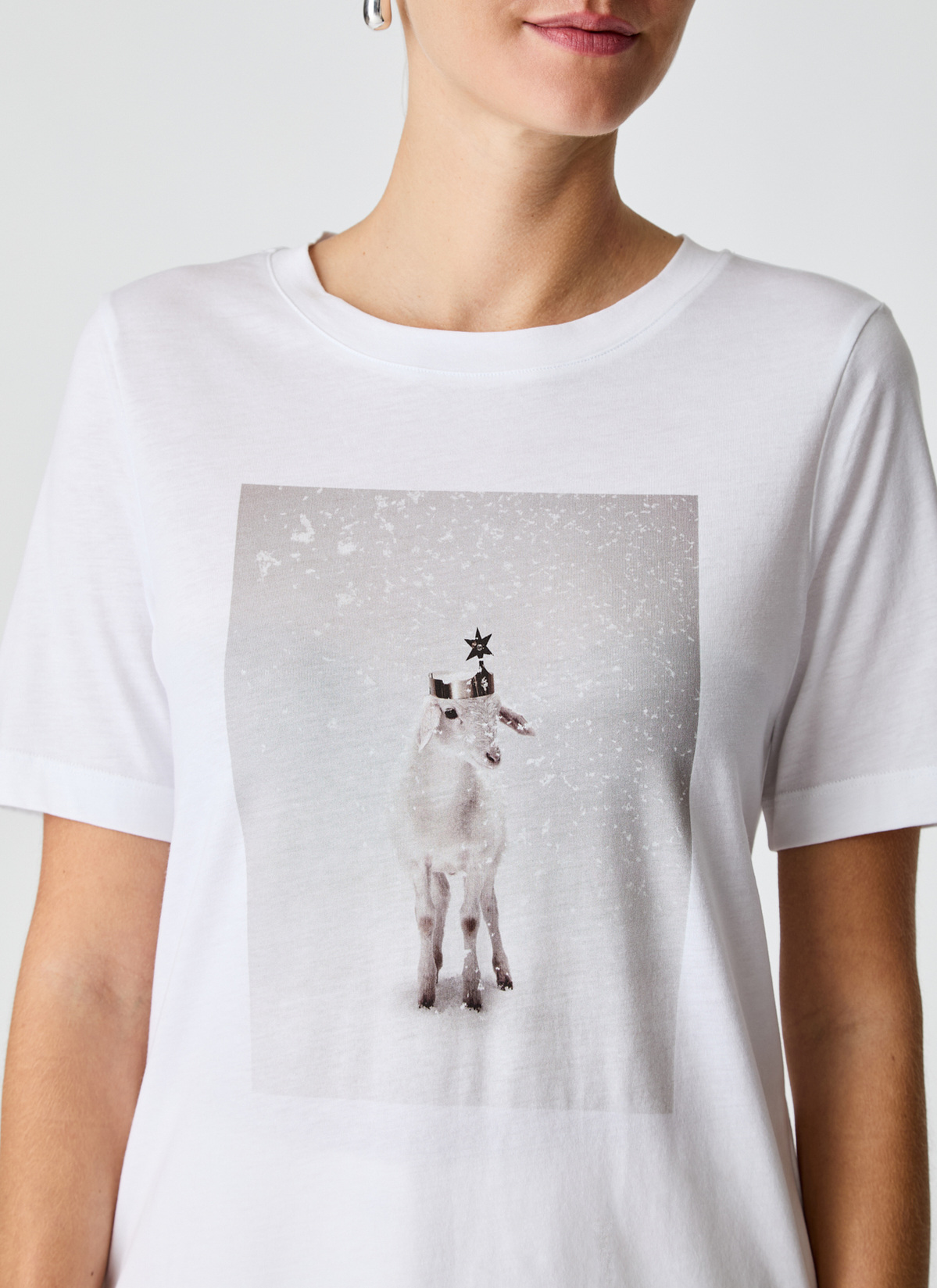 T-Shirt Rundhals 1/2 Arm, Pure White Detailansicht 2