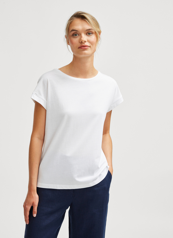 T-Shirt Set Rundhals, 1/1 Arm, 3/4 Arm Pure White Frontansicht