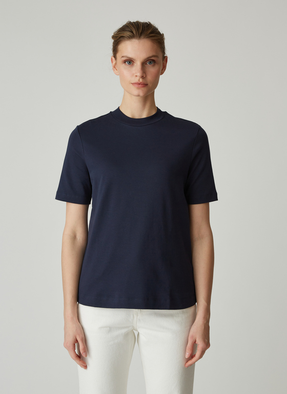 T-Shirt Rundhals 1/2 Arm Navy Frontansicht