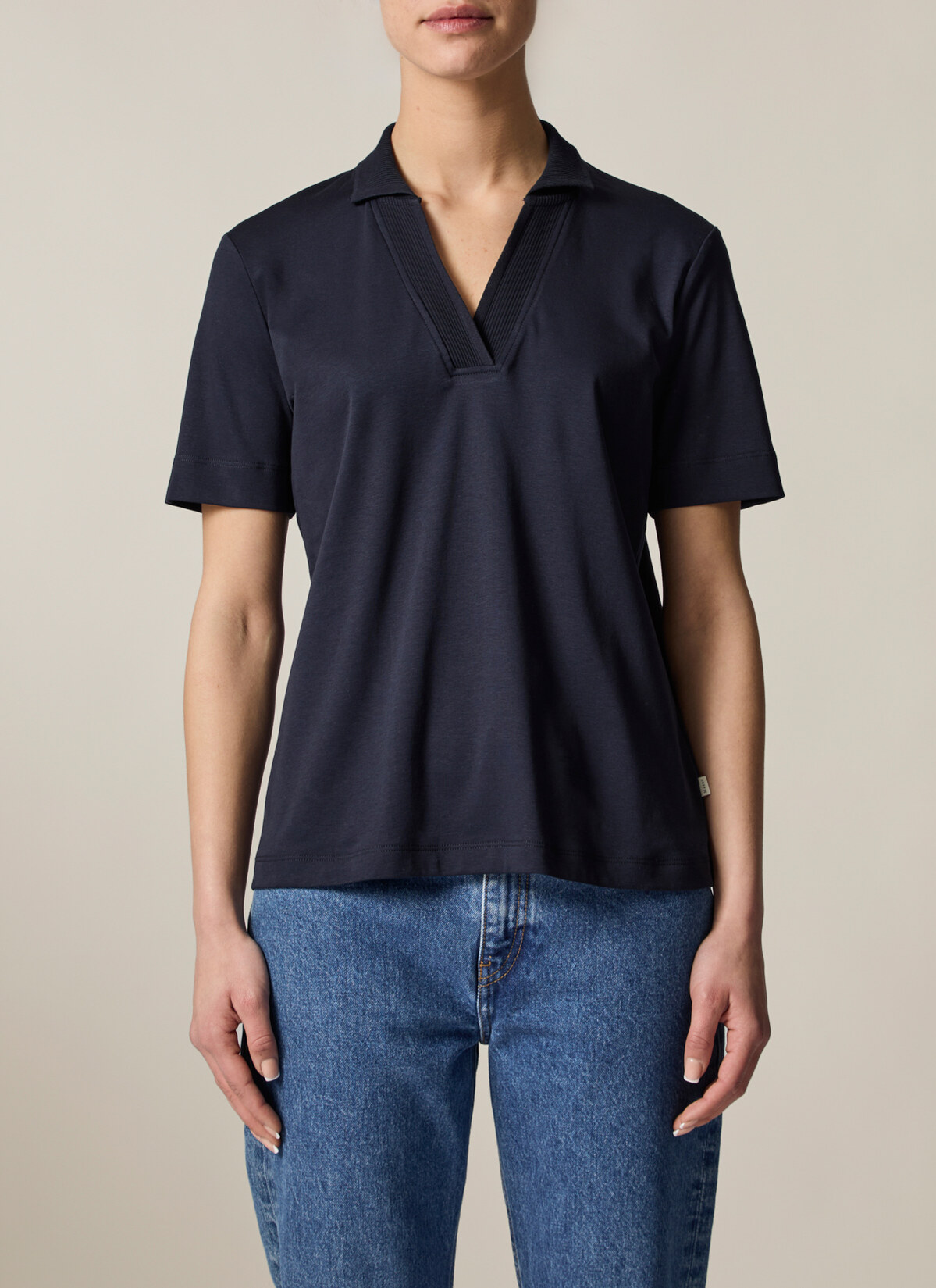 Poloshirt o. Knopf 1/2 Arm, Navy Detailansicht 1