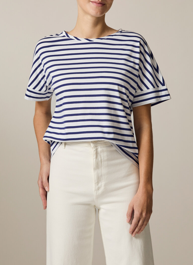 T-Shirt Rundhals 1/2 Arm, Mystic Blue Frontansicht