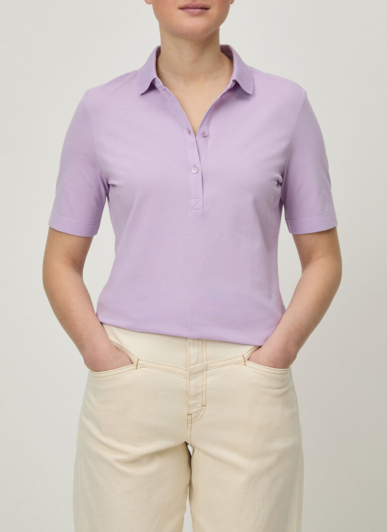 Shirt Polohemd, Knopf 1/2 Arm, Soft Lavender Frontansicht