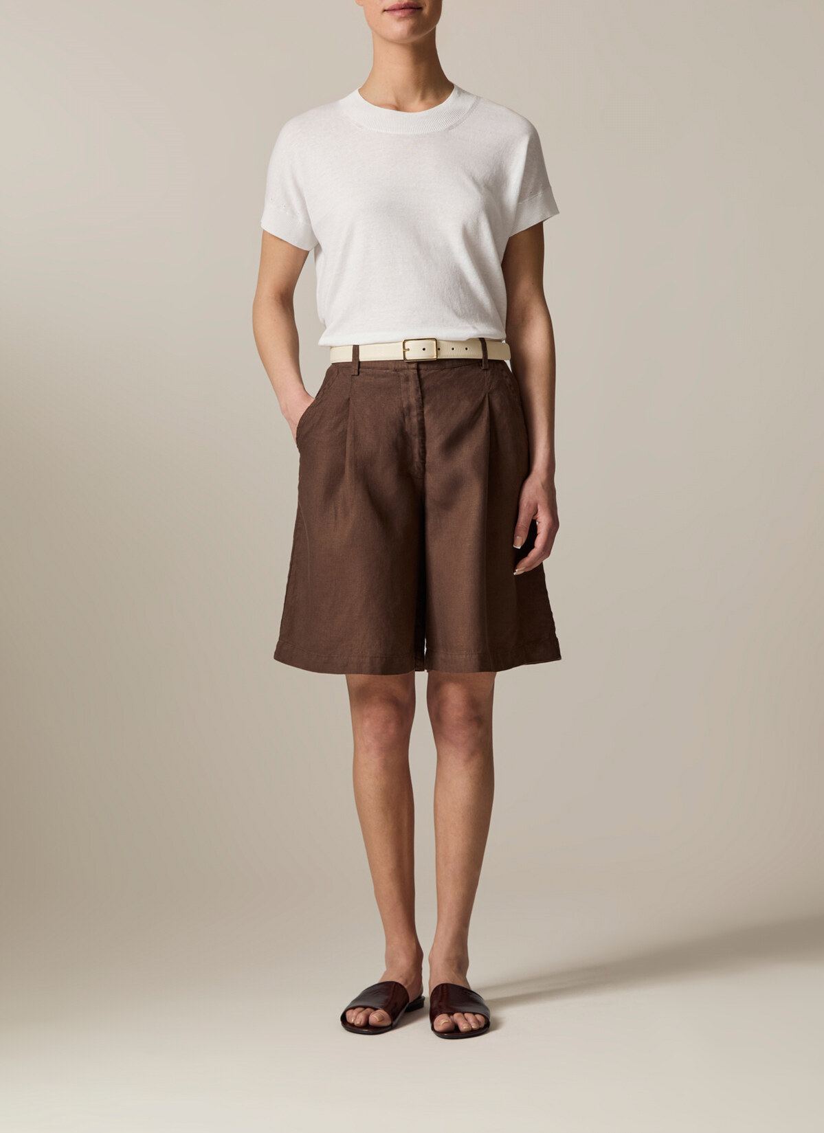 T-Shirt Rundhals, Dark Chocolate Detailansicht 2