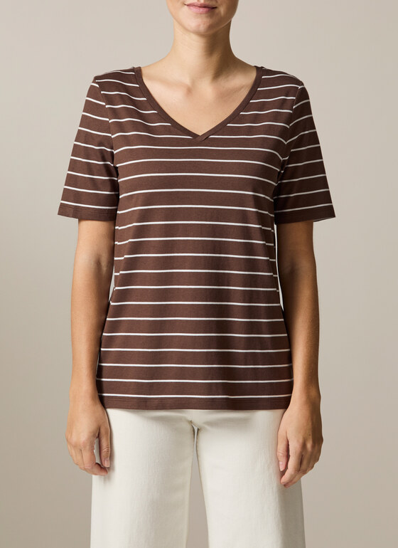 T-Shirt V-Neck 1/2 Arm Dark Chocolate Frontansicht