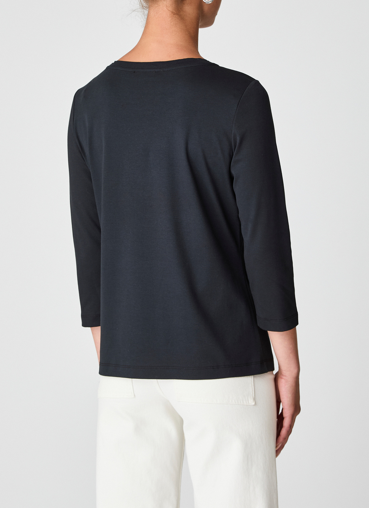 Longsleeve Rundhals 3/4 Arm, Black Rückansicht