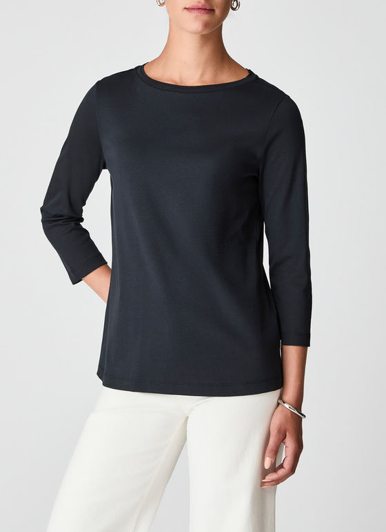 Longsleeve Rundhals 3/4 Arm Black Frontansicht
