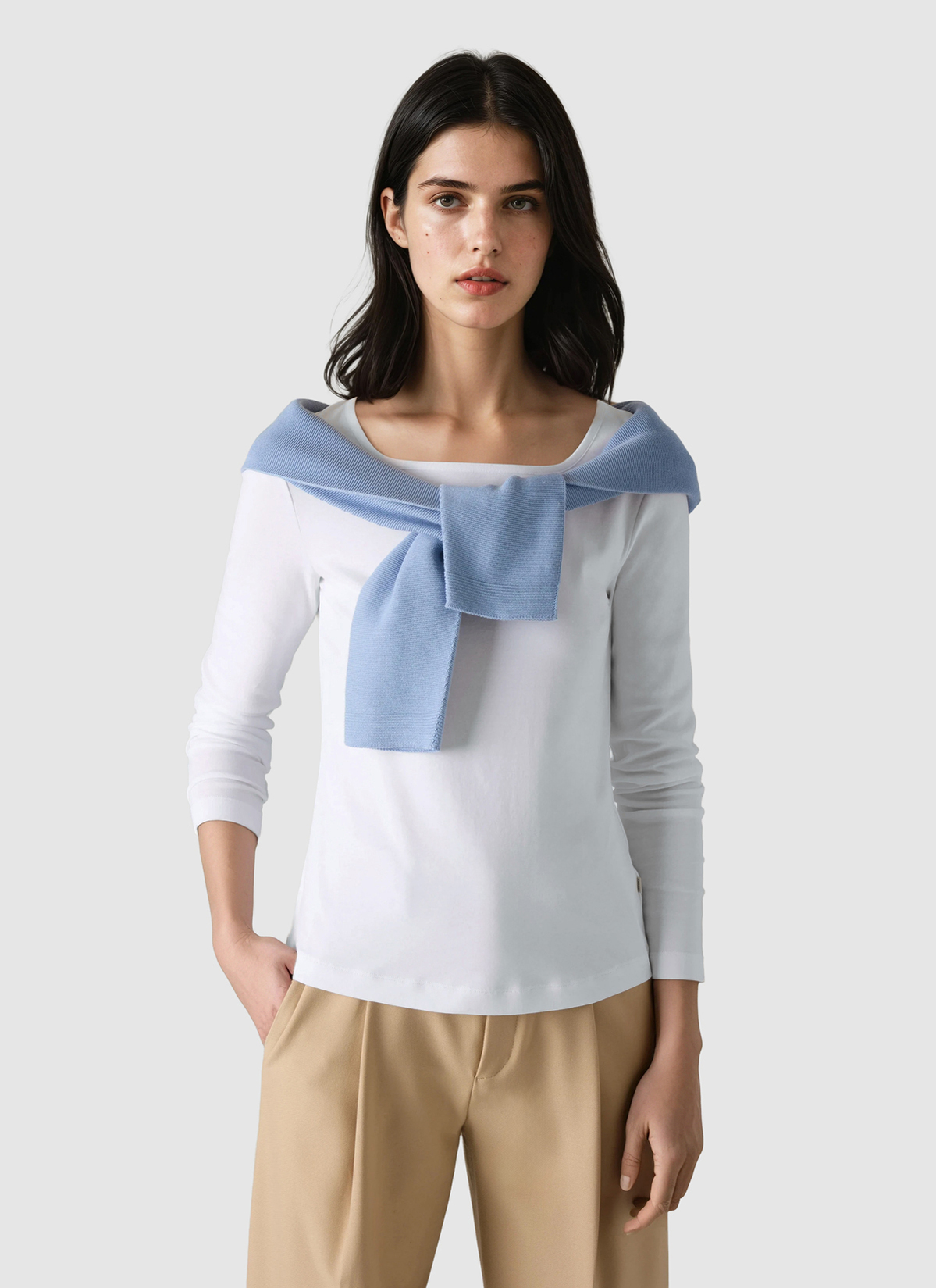 Longsleeve 1/1 Arm, Pure White Detailansicht 2