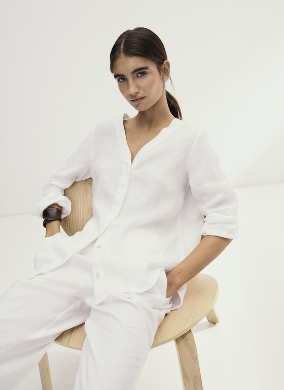 Bluse 1/1 Arm Pure White Frontansicht