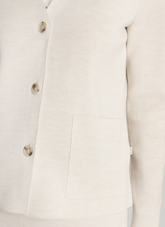 Strick Cardigan 1/1 Arm Off White Frontansicht