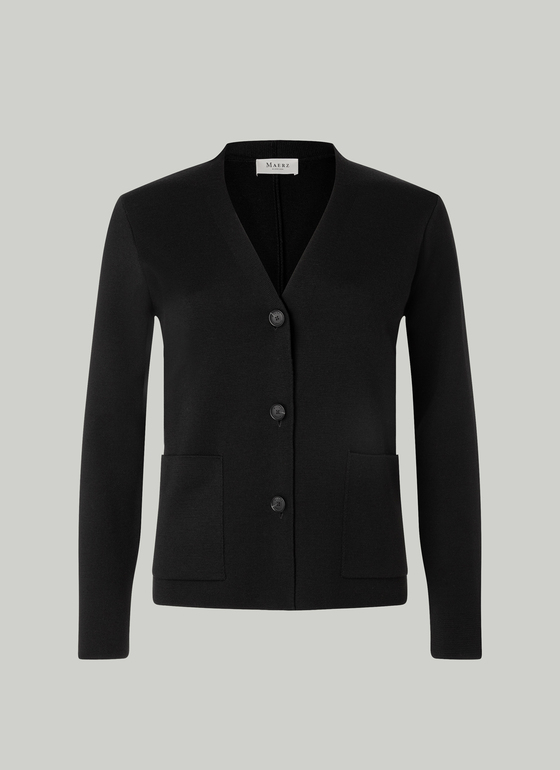 Strick Cardigan 1/1 Arm Black Frontansicht