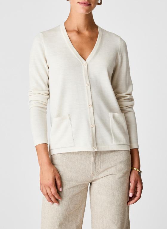 Cardigan  1/1 Arm Off White Frontansicht