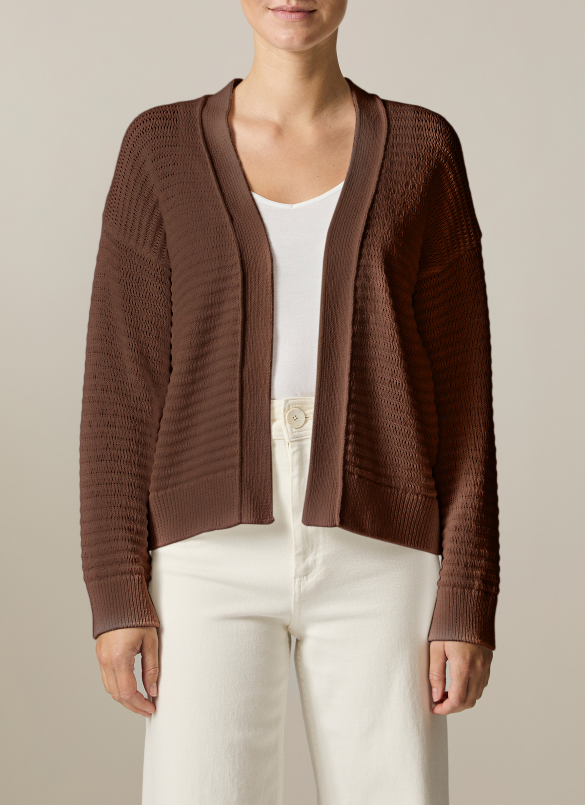 Strick Cardigan 1/1 Arm, Dark Chocolate Detailansicht 1