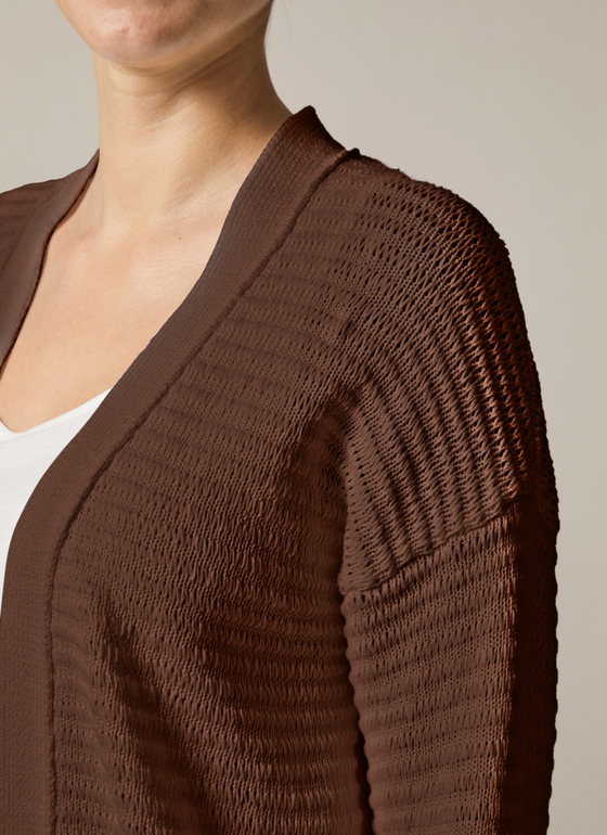 Strick Cardigan 1/1 Arm Dark Chocolate Frontansicht