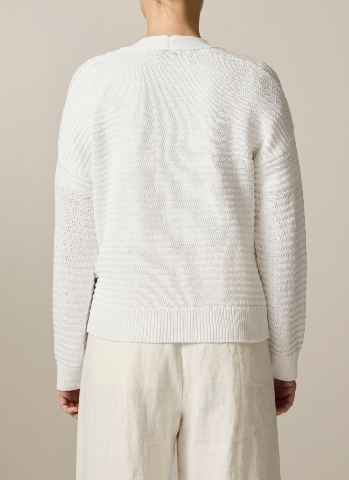 Strick Cardigan 1/1 Arm, Pure White Rückansicht