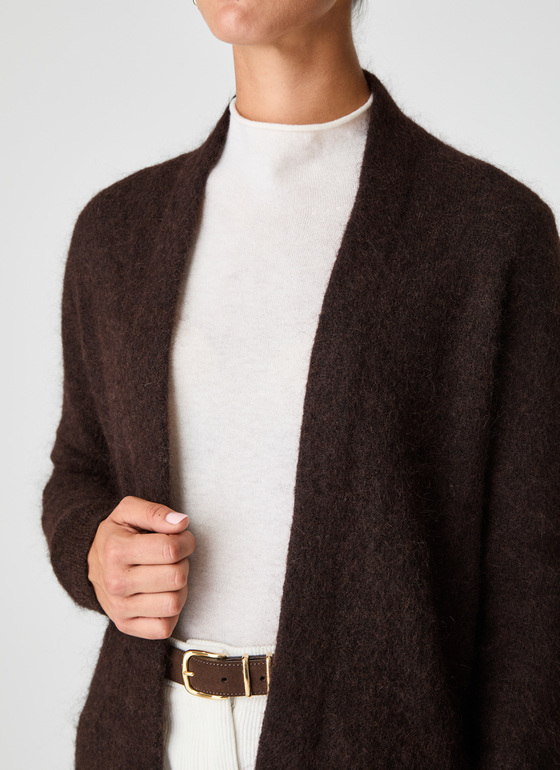 Strickjacke lang Dark Espresso Frontansicht