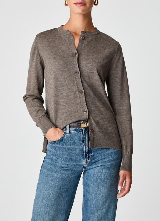 Strick Cardigan 1/1 Arm Hardwood Frontansicht