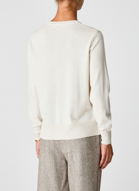 Strick Cardigan 1/1 Arm Off White Frontansicht