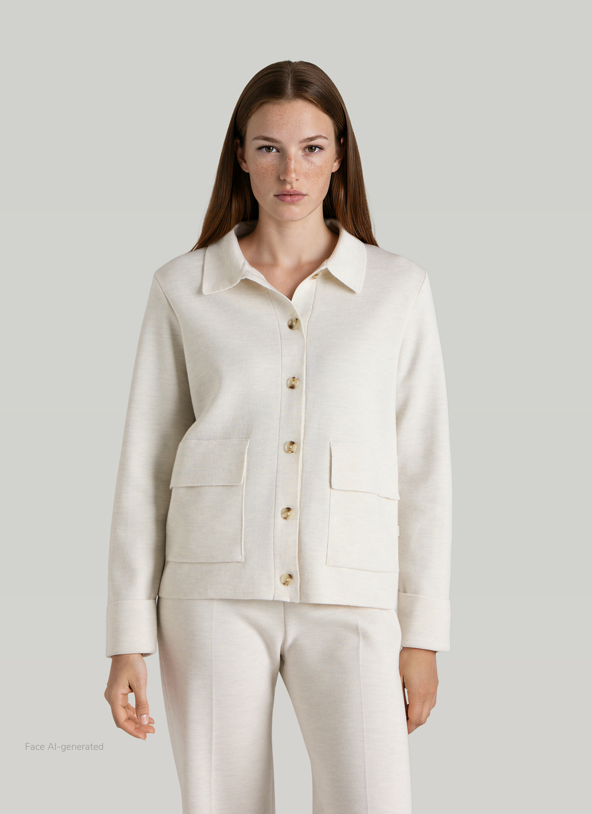 Strickjacke 1/1 Arm, Off White Frontansicht