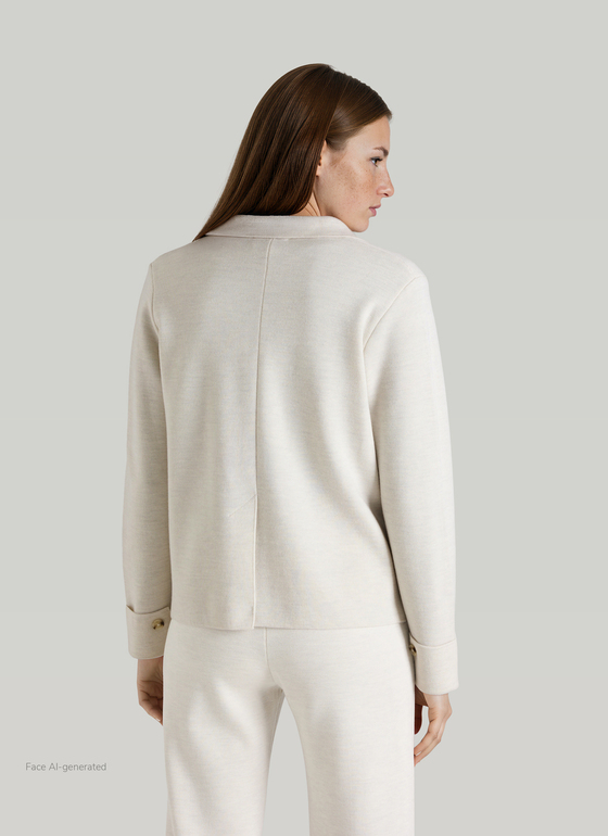 Strickjacke 1/1 Arm Off White Frontansicht