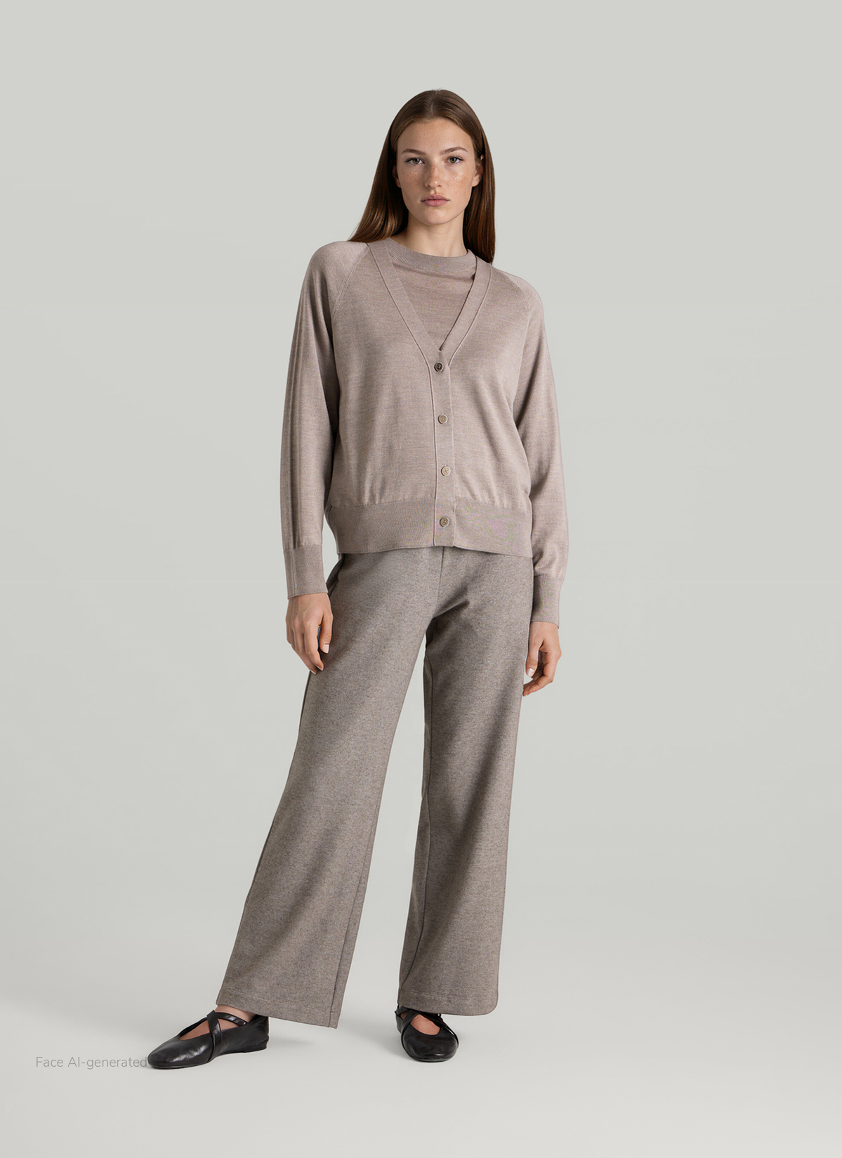 Strick Cardigan 1/1 Arm, Taupe Grey Detailansicht 2