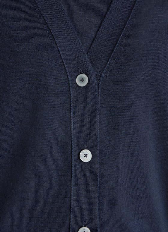 Strick Cardigan 1/1 Arm Dark Denim Frontansicht