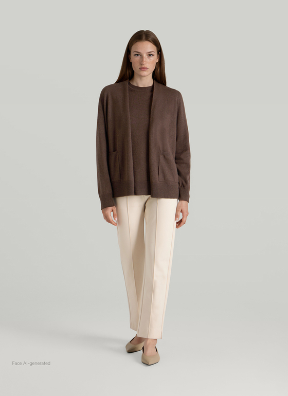 Strickjacke 1/1 Arm Dark Coffee Frontansicht
