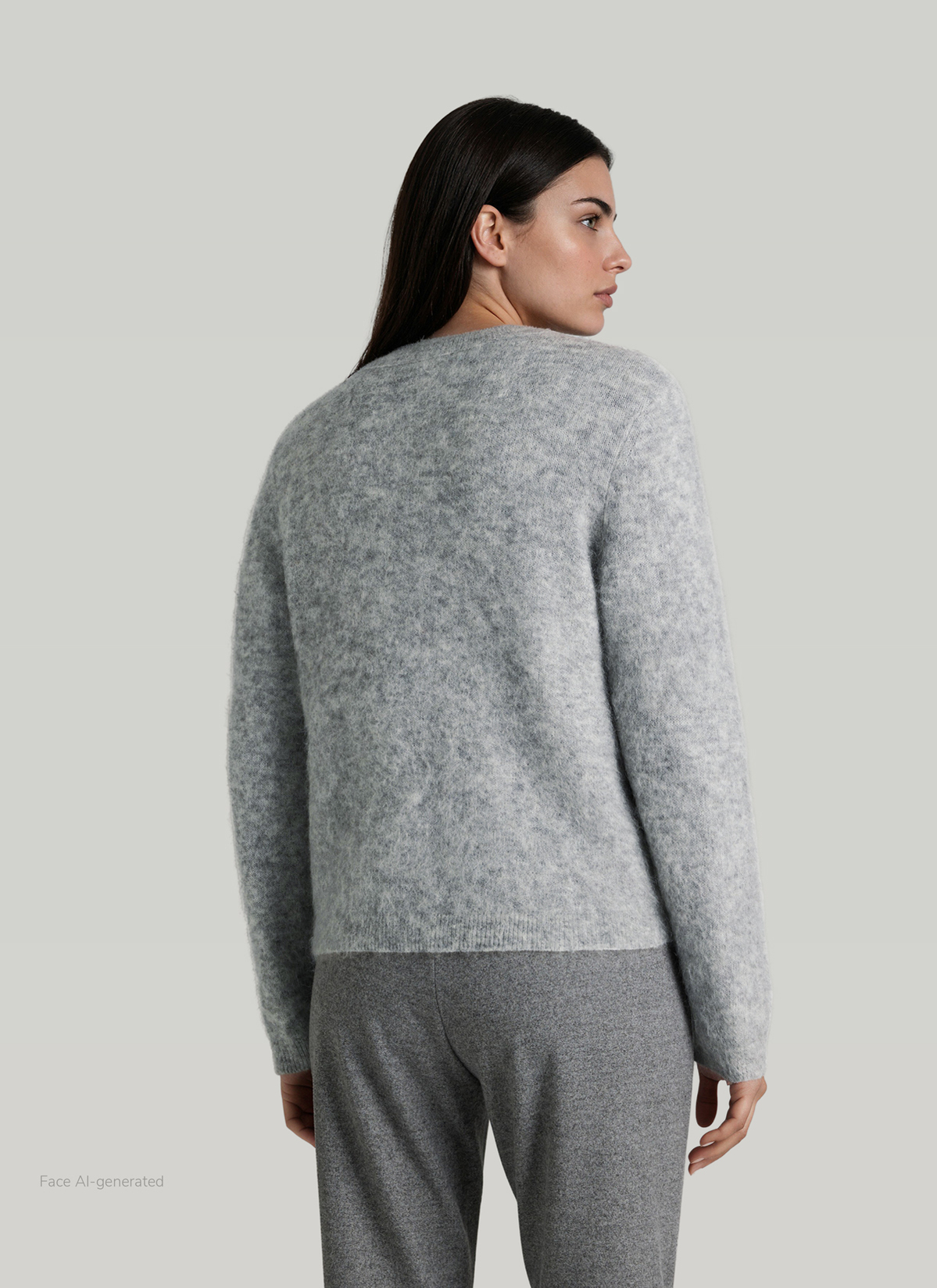 Strickjacke Knopf 1/1 Arm, Autumn Mist Rückansicht