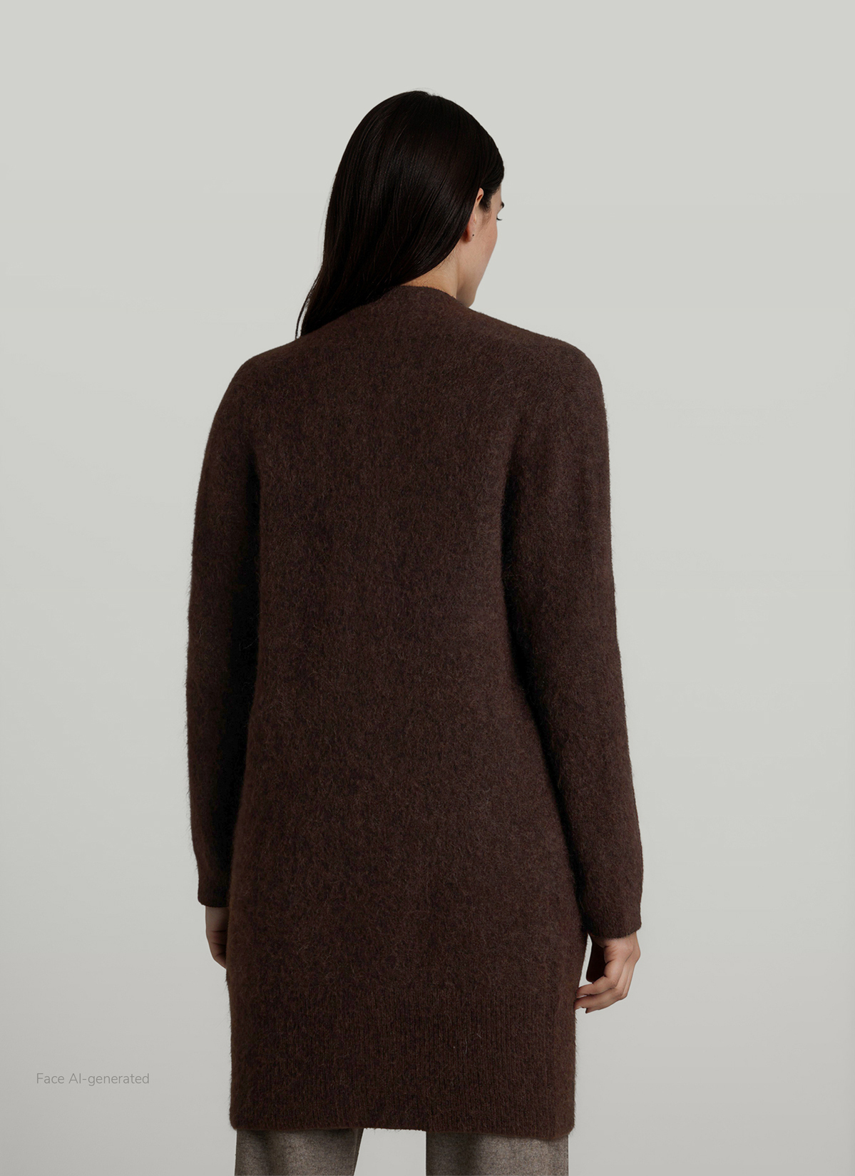 Strickjacke 1/1 Arm, Dark Coffee Rückansicht