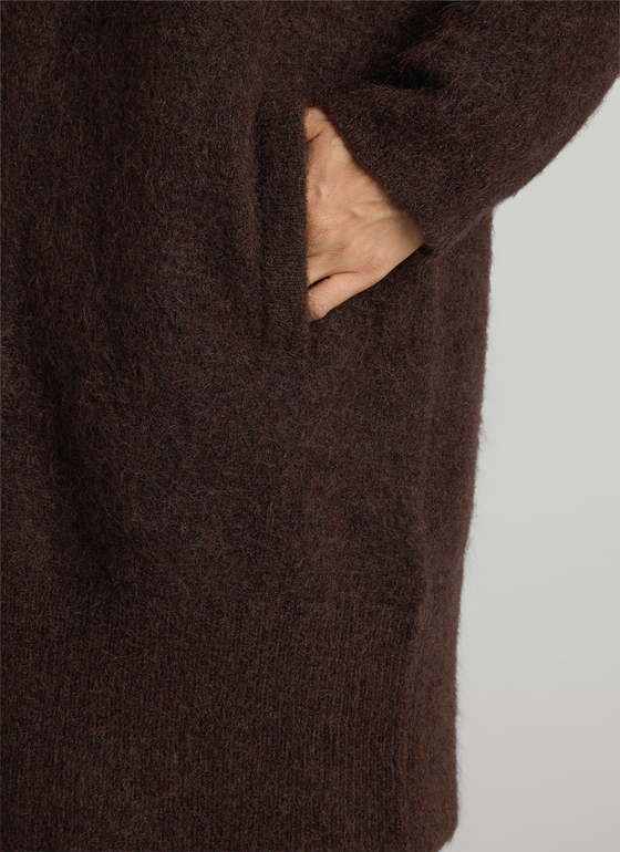 Strickjacke 1/1 Arm Dark Coffee Frontansicht
