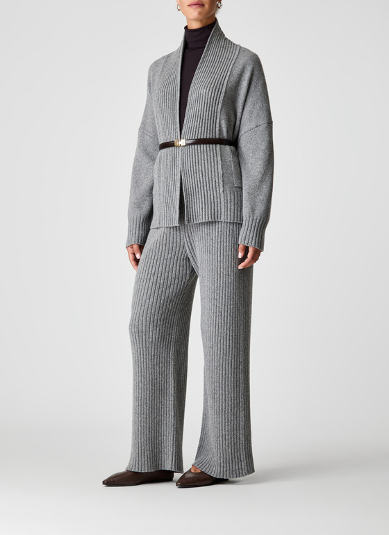 Strickjacke Schalkragen 1/1 Arm Granite Grey Frontansicht